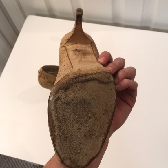 Stuart Weitzman cork, peep toe heels - Picture 6 of 6